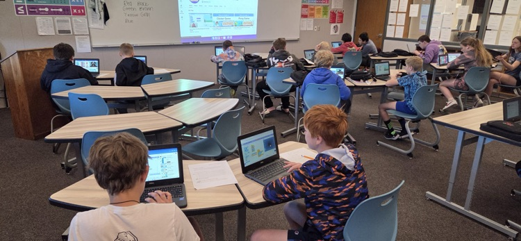 Students in the Intro to Computer Science - Game Design endmester class are learning how to use the coding platform Scratch to create their own video games.