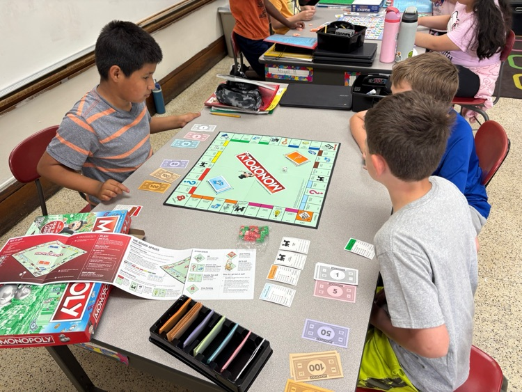 Fourth grade students played board games to practice this year’s social studies skills
