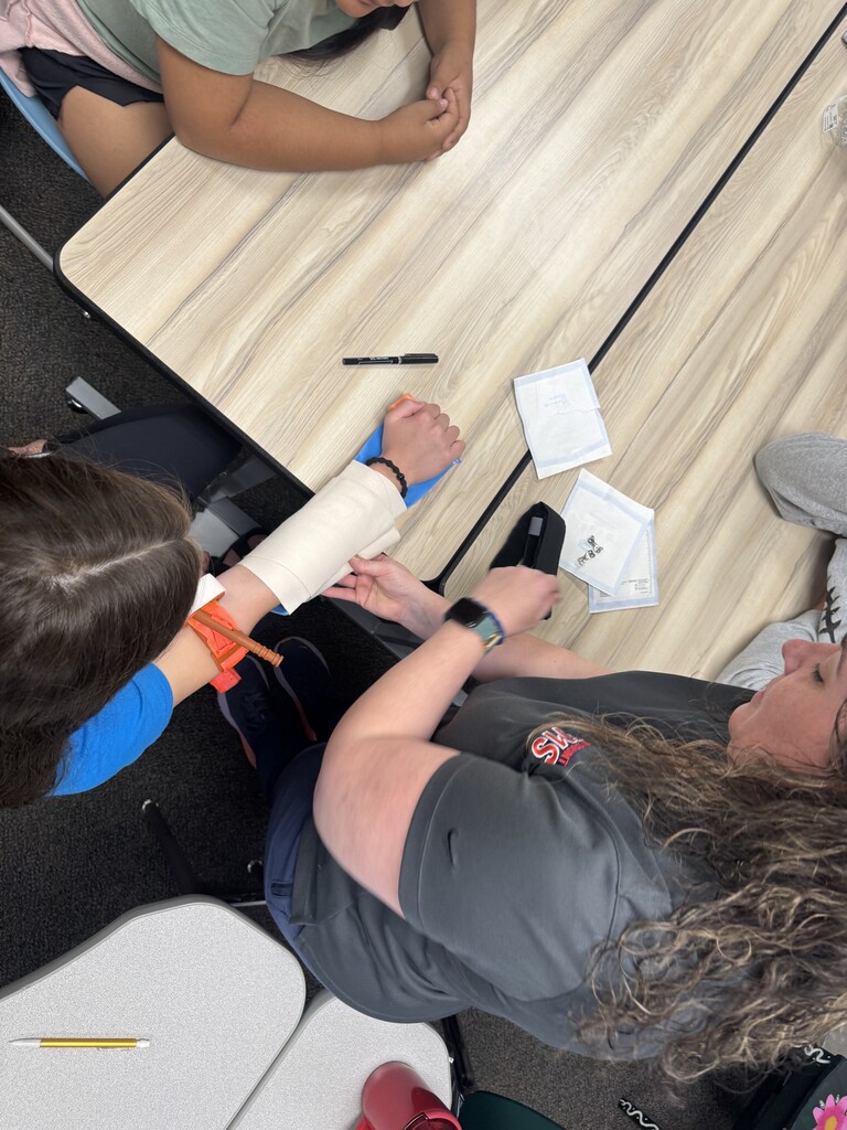 For EMS week Carly and Bridget from Chickasaw EMS stopped into the 8th grade class to teach a little CPR, Stop the Bleed, and a few other fun things!
