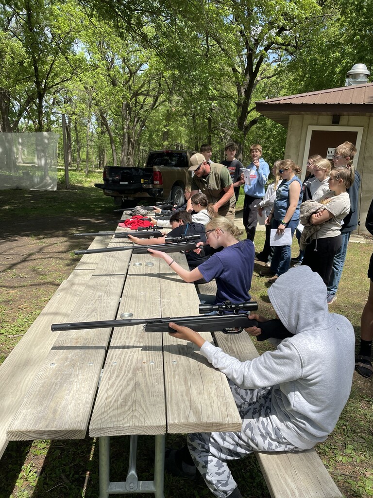 7th graders enjoyed a field trip to Twin Ponds on Wednesday! They experienced fishing, atlatl, shooting pellet guns, pond study, and archery!