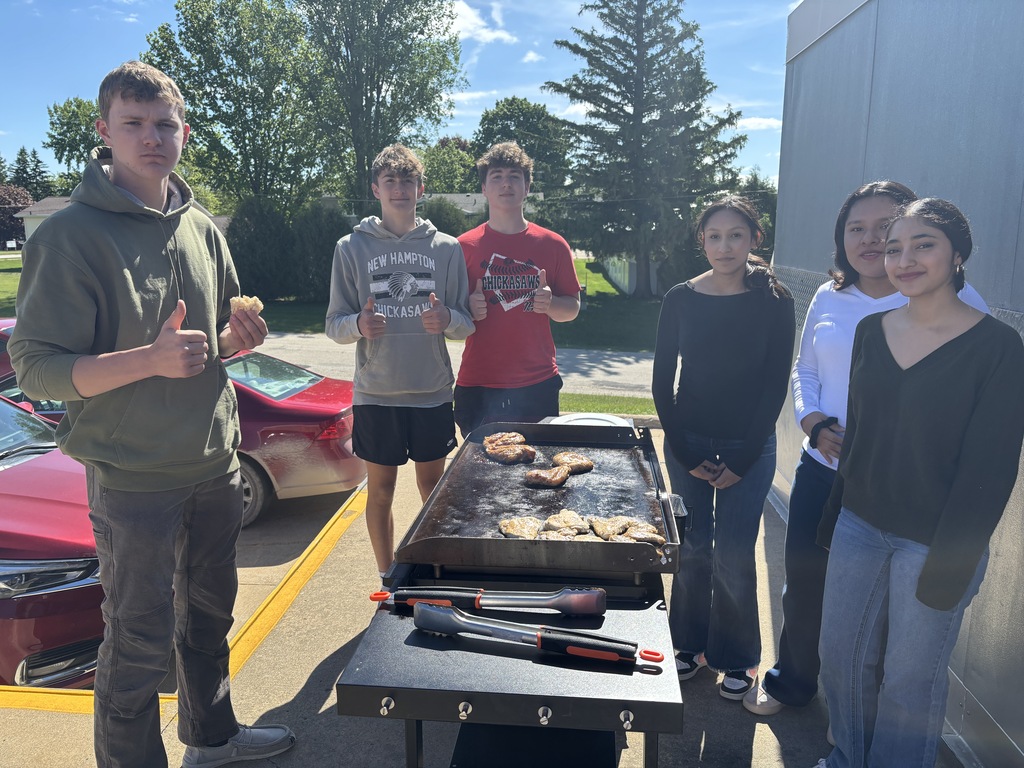 Foods II finished strong this year with grilling chicken for their poultry unit. They had perfect weather, even though it was a little cold outside, on Wednesday to grill chicken breast. The students used a meat thermometer to make sure they were 165 degrees. Mrs. Schmitt also showed them how to check their chicken if they do not have a thermometer at home. 