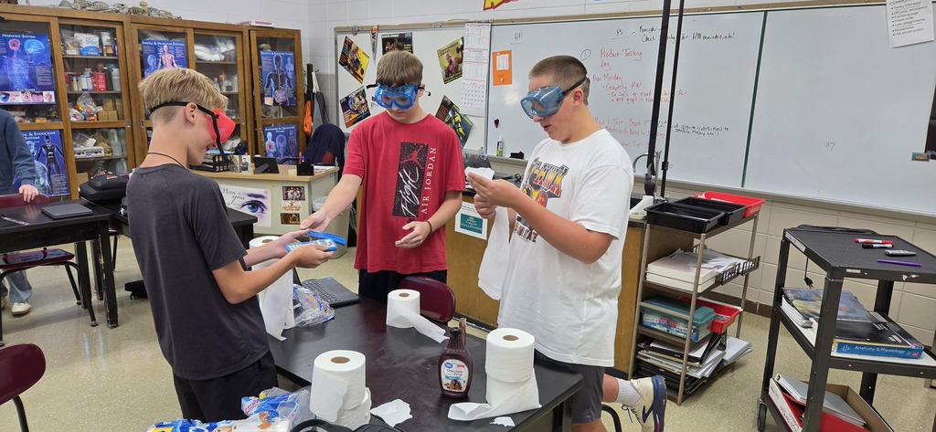 Physical Science students work on their Comparing Brand X PBL to review the scientific method, experimental parts, and technical writing.