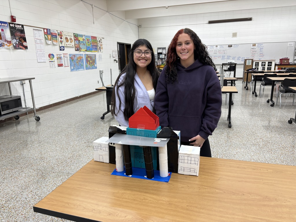 Housing & Interior Design students display their A-frame and Greek Revival housing models. Exterior architecture is an in-depth unit with plenty of vocabulary and distinct housing styles to explore!