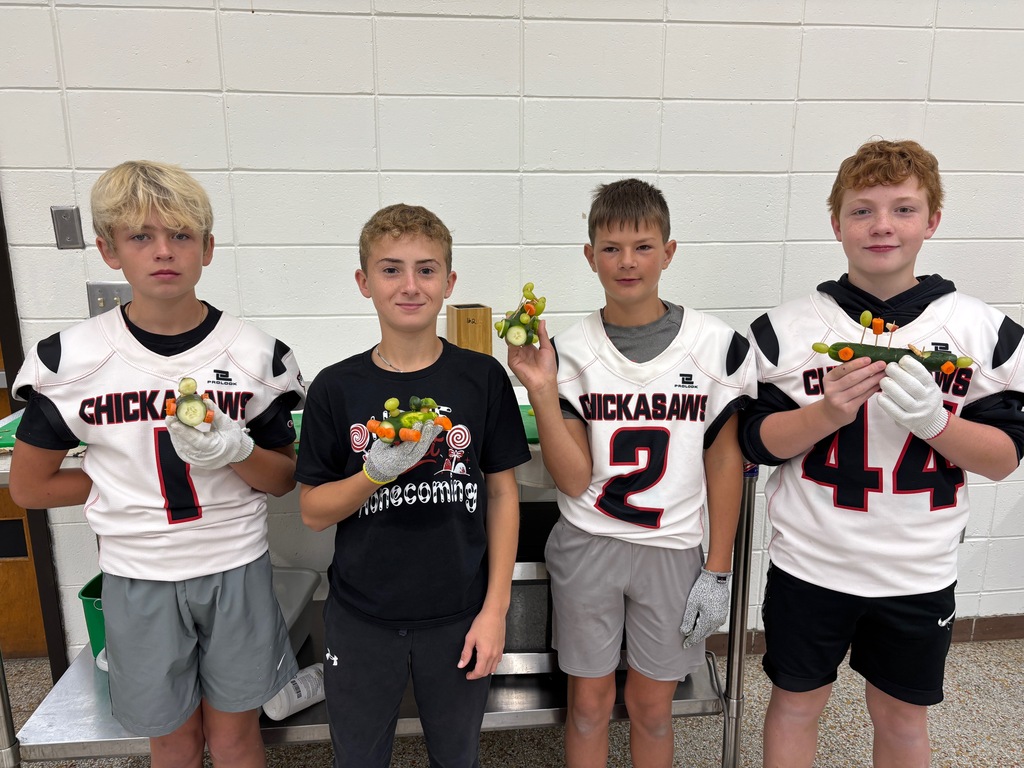 7th grade FCS (Family & Consumer Science) students honed their knife skills by making Veggie Cars. All 40 students (in two sections) safely made a vehicle. You can see by their smiles how proud they were of their success.