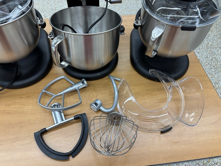 With the help of a Mr. Manson and our Perkin's Grant Mrs. Schmitt's FCS classroom gained five new 7 quart standing Kitchen Aid mixers!