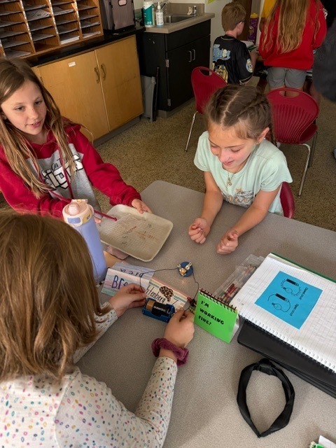 4th graders got the chance to bring working with circuits. Students have been learning about the different types of energy. Yesterday, they had the chance to start working with circuits. They had to make a closed circuit with 1 battery, 2 wires, and a light bulb!