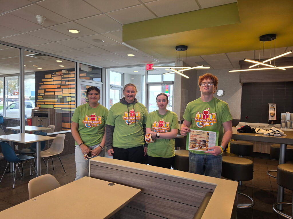 Nine FCCLA students did our first fundraiser at New Hampton's McDonald's, called McTeacher Night. Mrs. Schmitt and her FCCLA students would like to thank  McDonald's Restaurant and all of the New Hampton students and community members that made it a success. The FCCLA received a percentage of the orders and sold coupon pages. The students will use the $520.49 for their trip to the state competition in March.