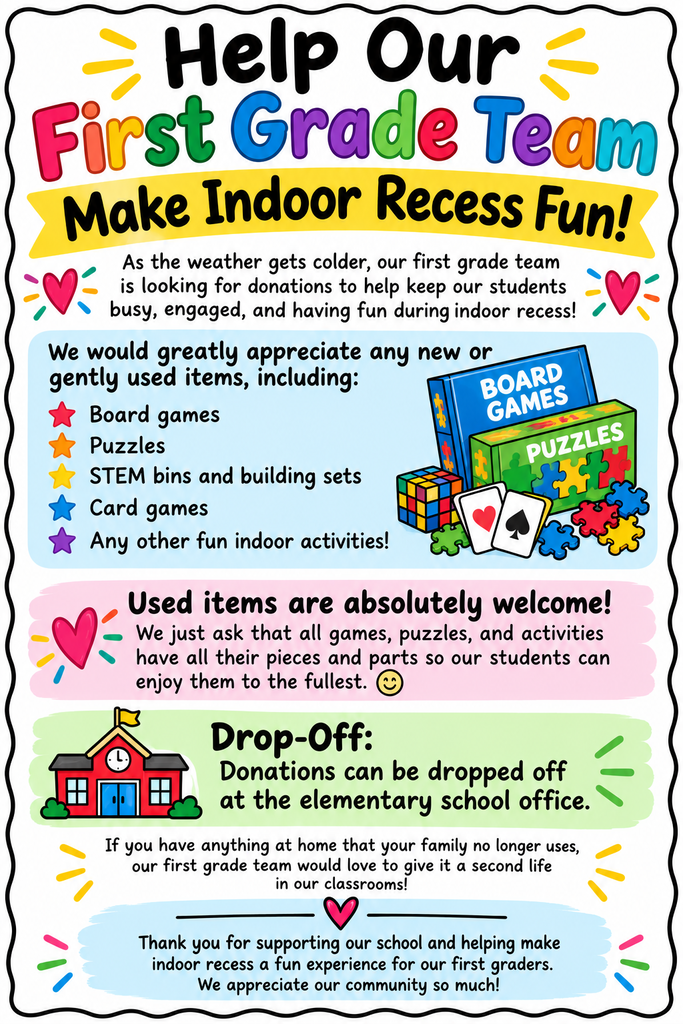 First Grade is Looking for Donations! 
