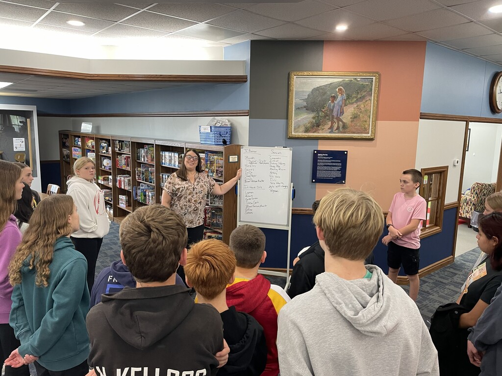 7th graders had the opportunity to walk to the library yesterday. Thank you Carrie for teaching us about all that the New Hampton Public Library has to offer! 