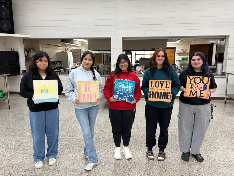 The students in the Housing Class finished their construction unit on how to build homes. This was a very detailed unit covering windows, doors, siding, and roofs. At the end of the unit, they "constructed" a home sign.