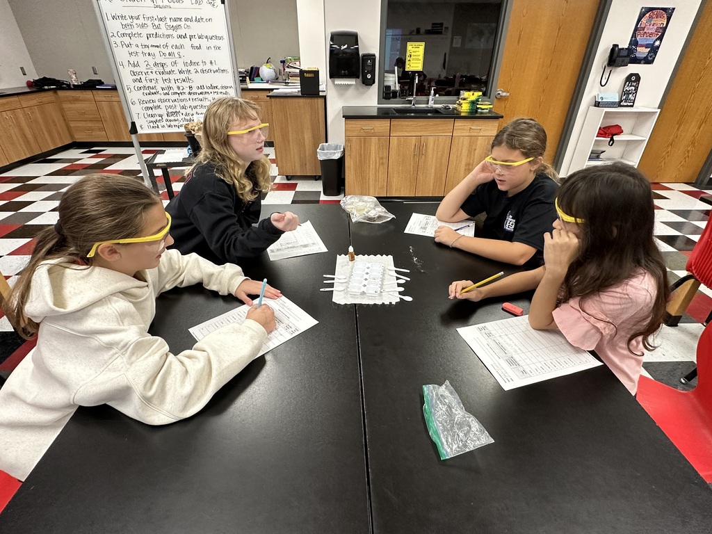 5th graders in block 1 science are testing foods for starch today!