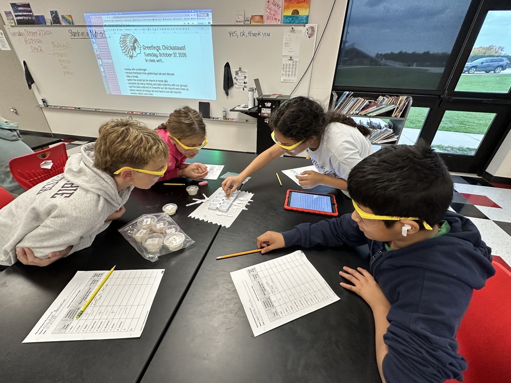 5th graders in block 1 science are testing foods for starch today!