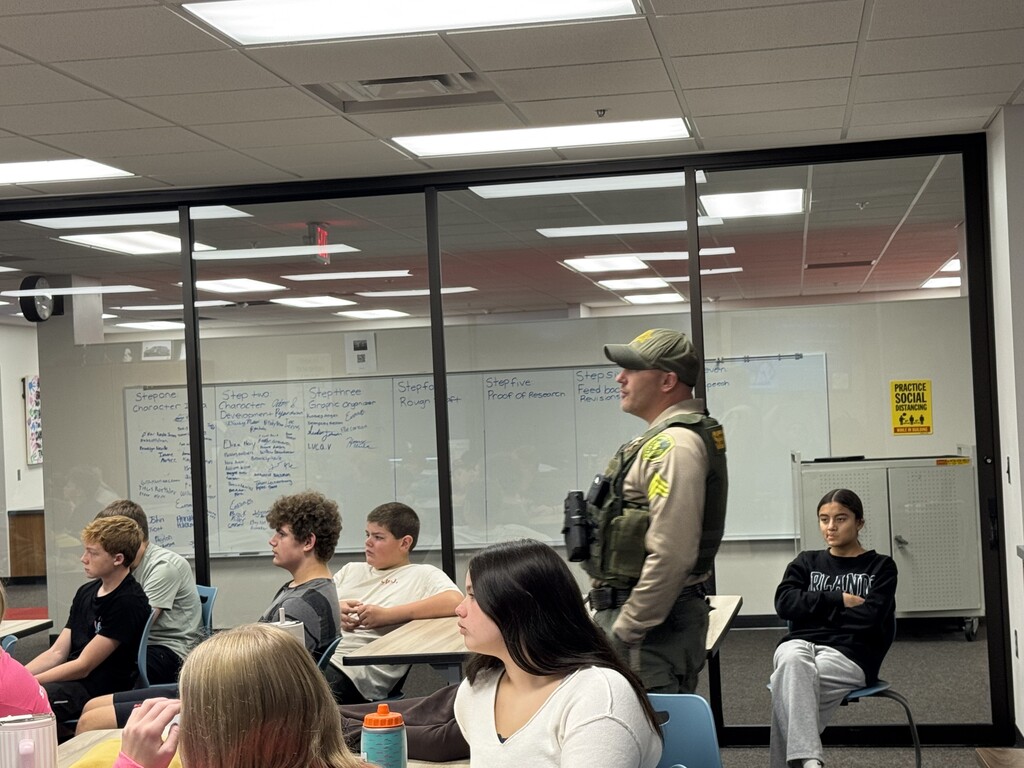 Today the 8th grade met with Sergeant Schveigert to talk about Decision Making and Consequences. The conversation included cause and reaction, planning for the future, and making decisions that lead to positive outcomes. 