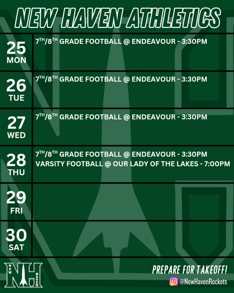 Athletic schedule for 8.24.2025
