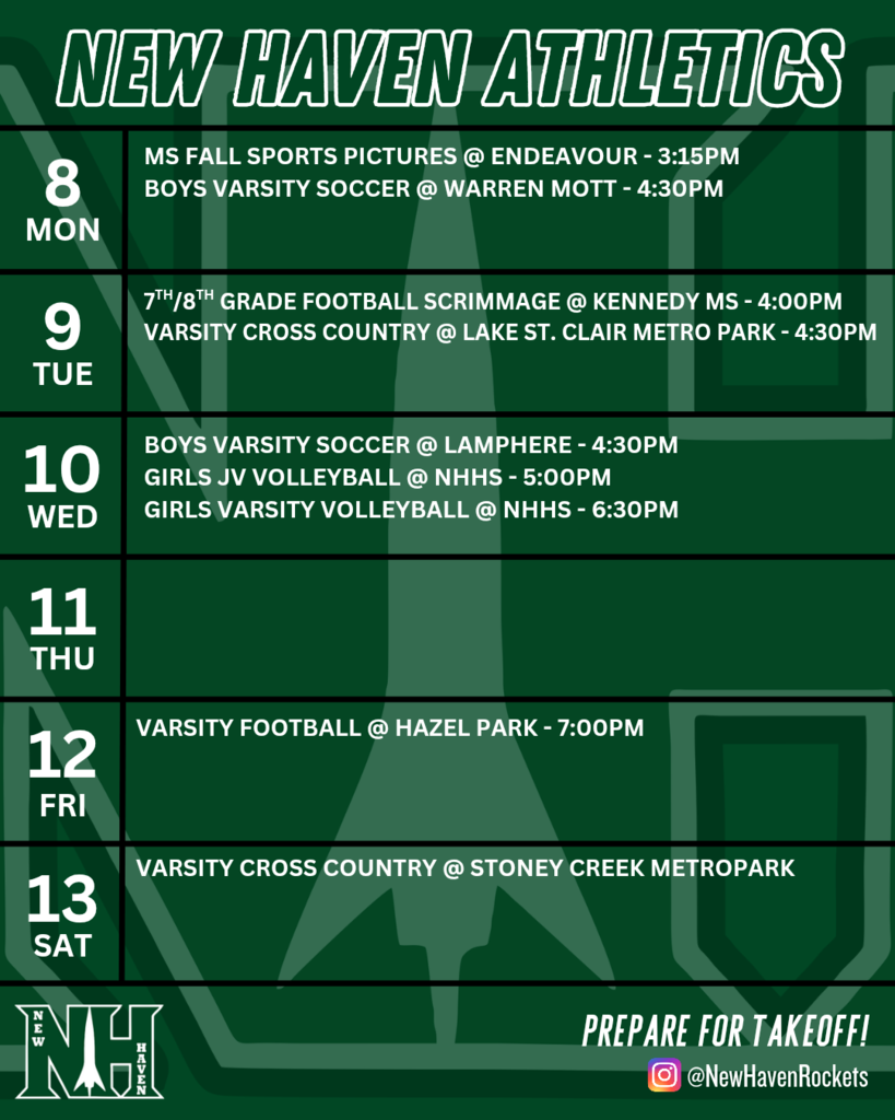 Athletic schedule for 9.7.2025