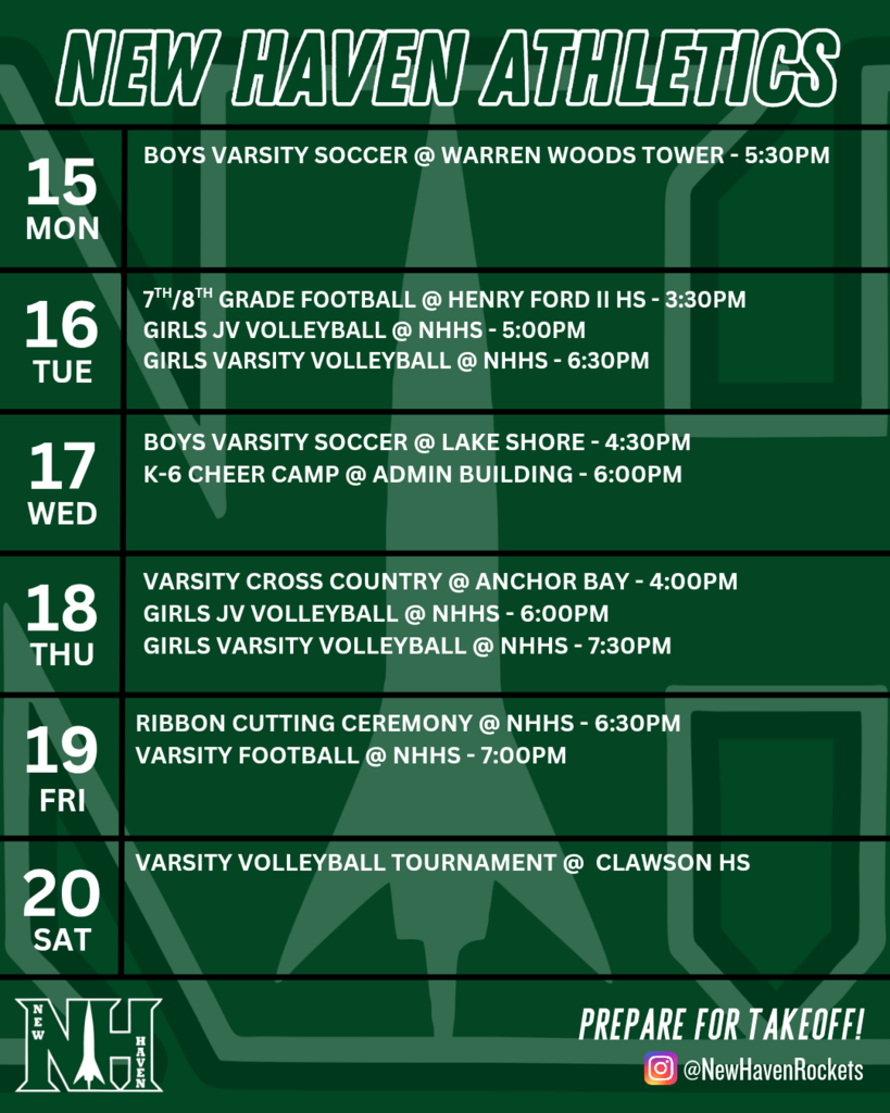 Athletic schedule for 9.15.2025