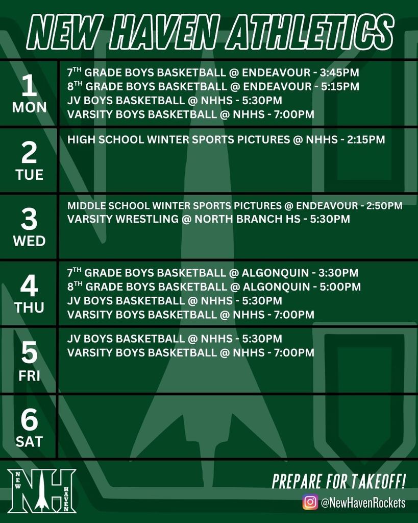 Athletic schedule for 11.30.2025