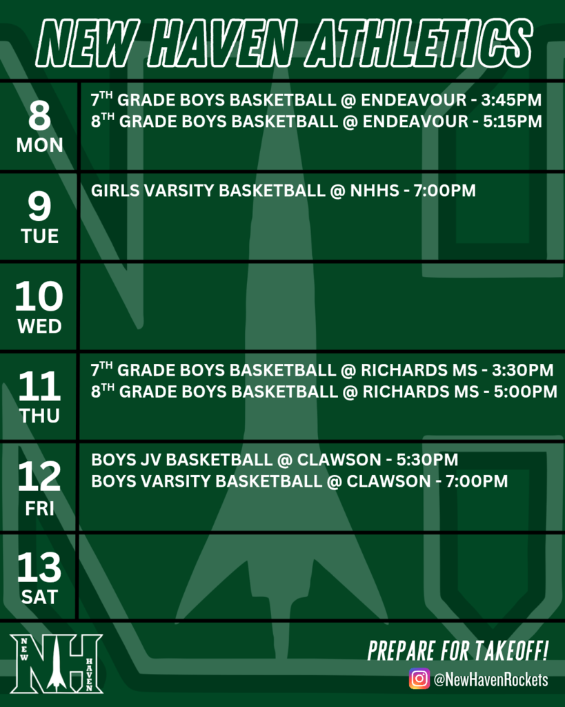 Athletic schedule for 12.7.2025