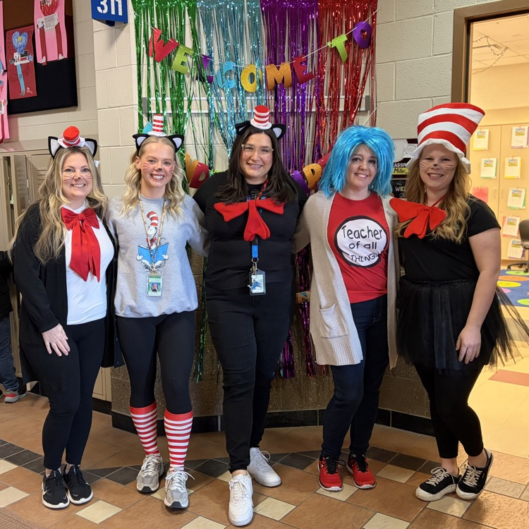 teachers dressed in Dr Seuss
