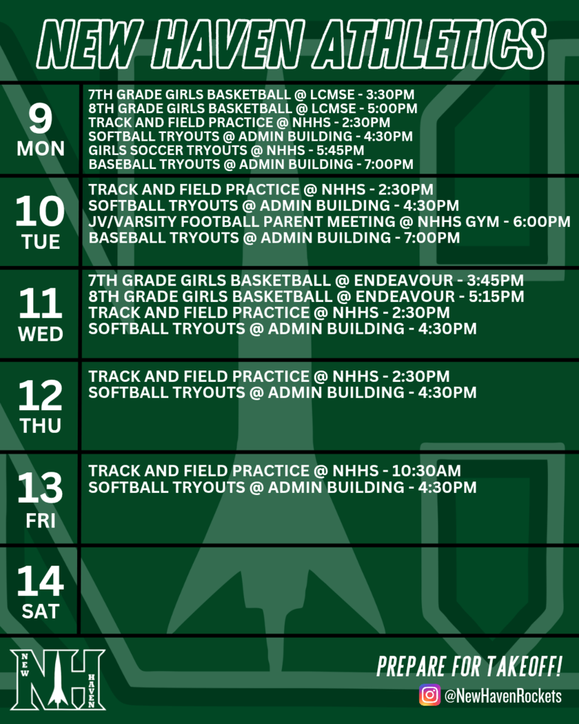 Athletic schedule for 3.8.2026