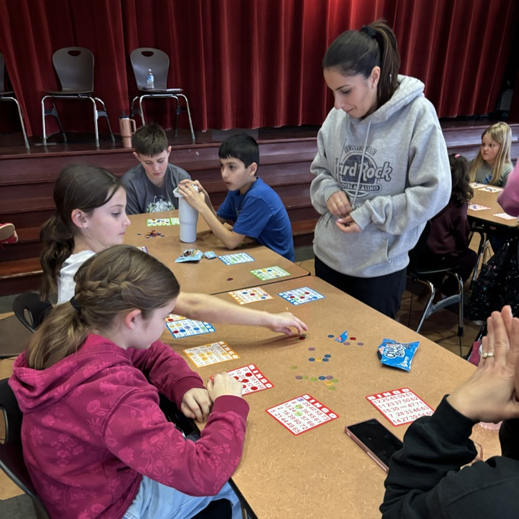 students playing bingo