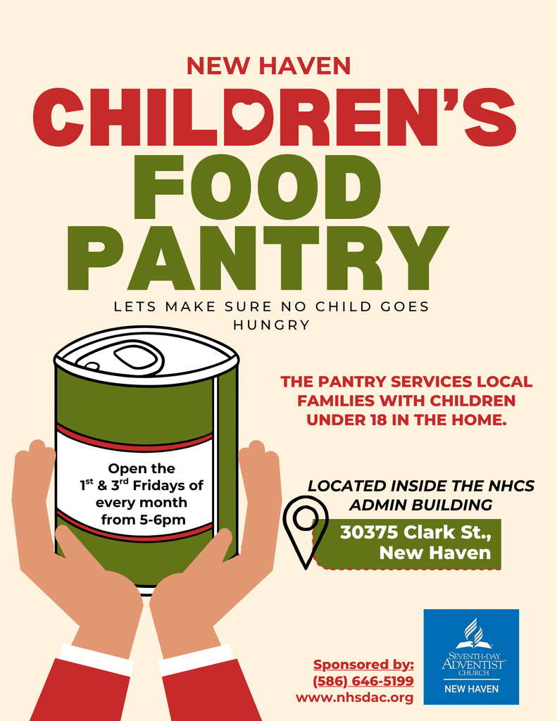 Food Can with 1st and 3rd Friday open from 5-6 pm held by a pair of hands