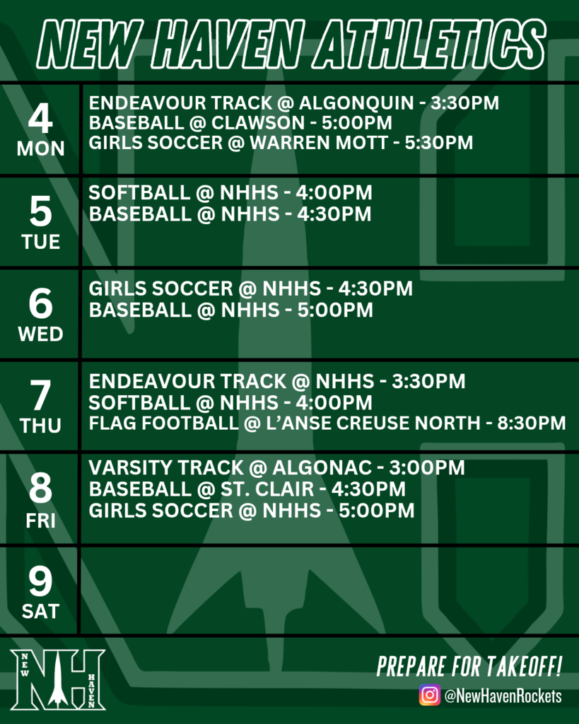 Athletic schedule for 5.3.2026