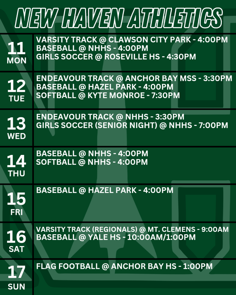 Athletic schedule for 5.11.2026