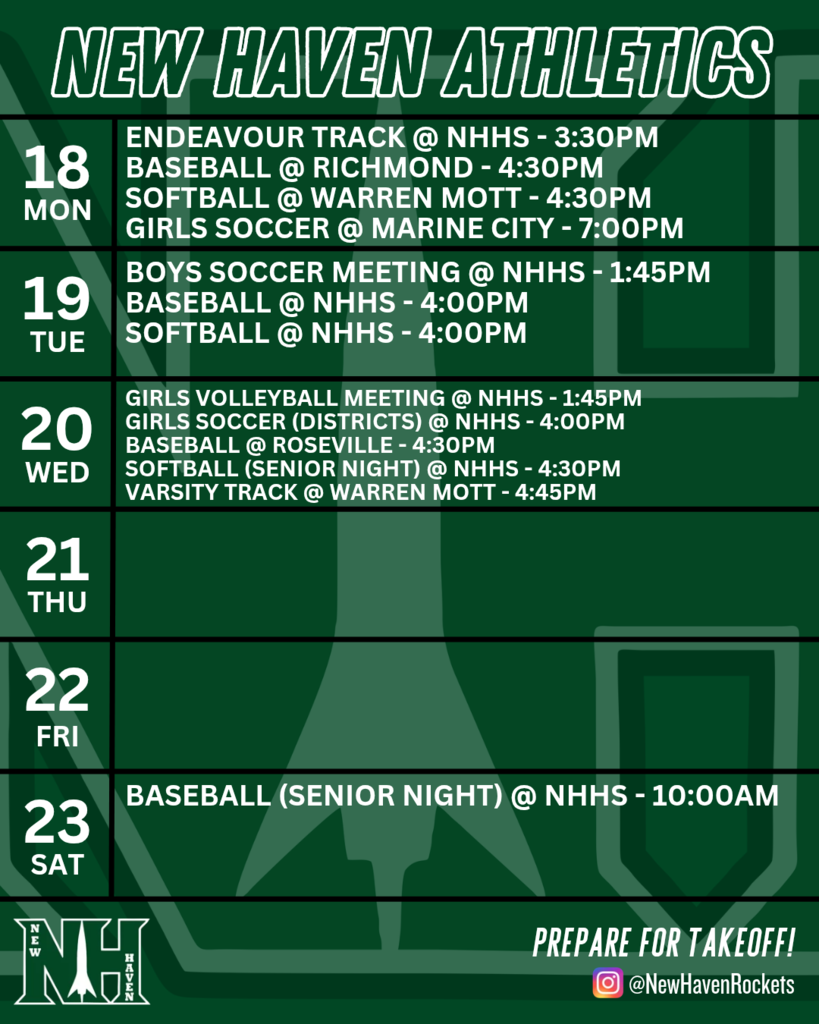 Athletic schedule for 5.17.2026