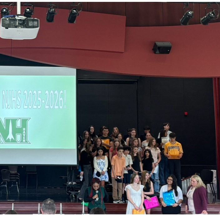 students on stage