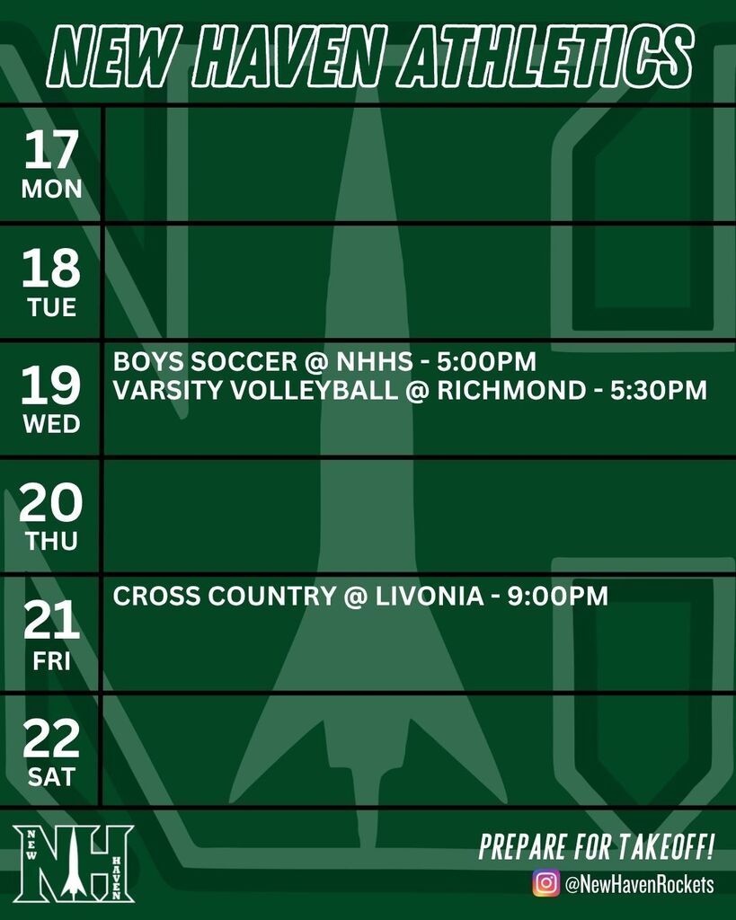Athletic Schedule for 8.16.2026