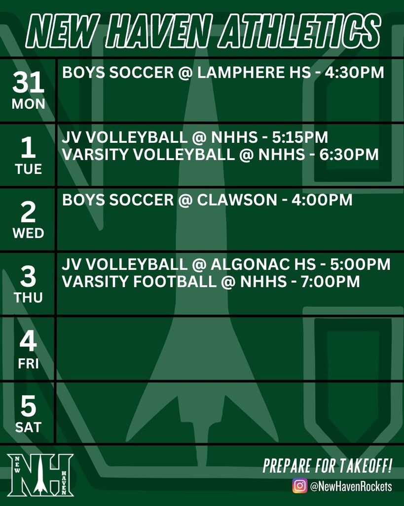 Athletic Schedule 8.30.2026