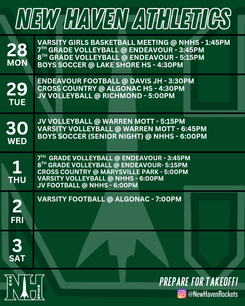 Athletic Schedule 9.27.2026