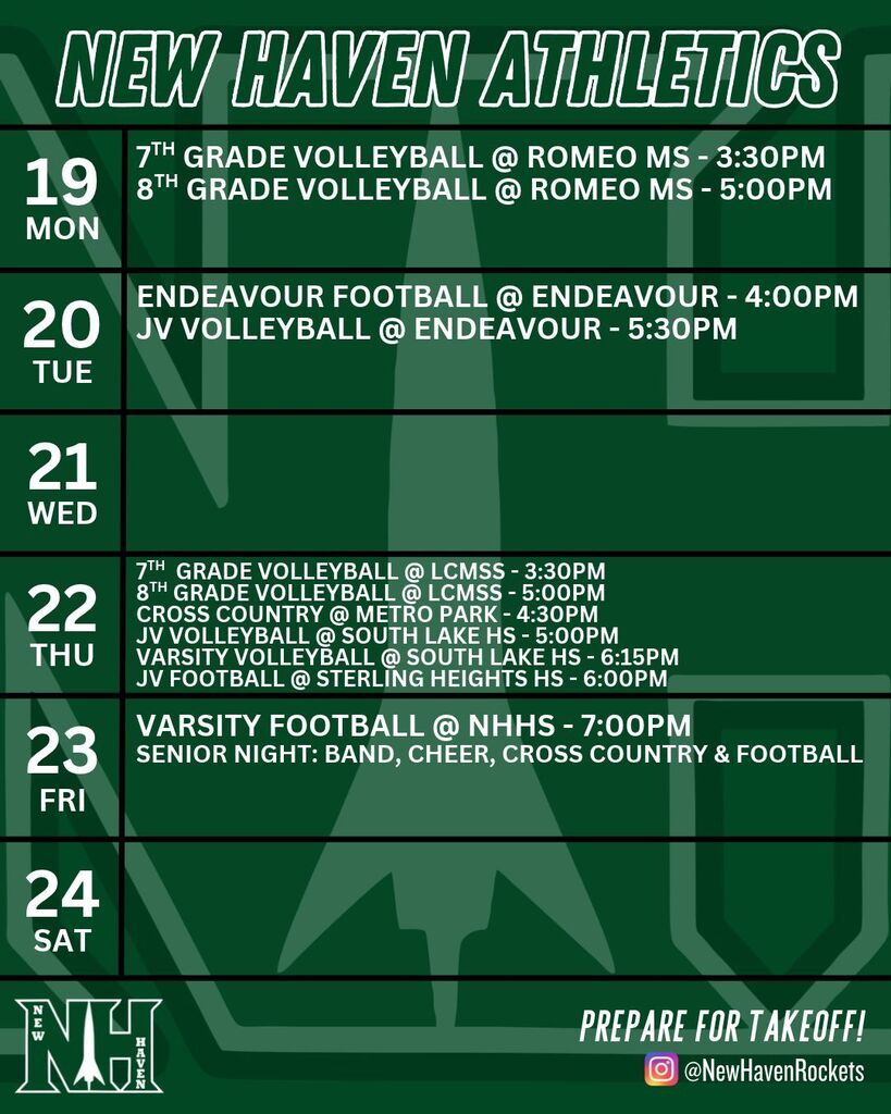 Athletic Schedule 10.18.2026