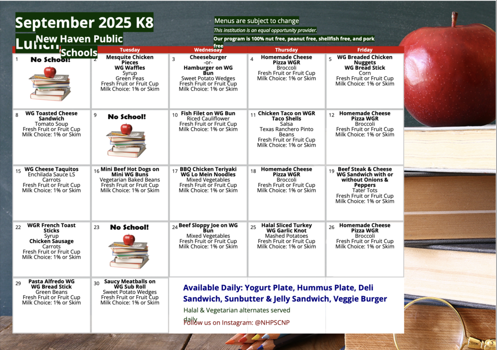 September Lunch Menu