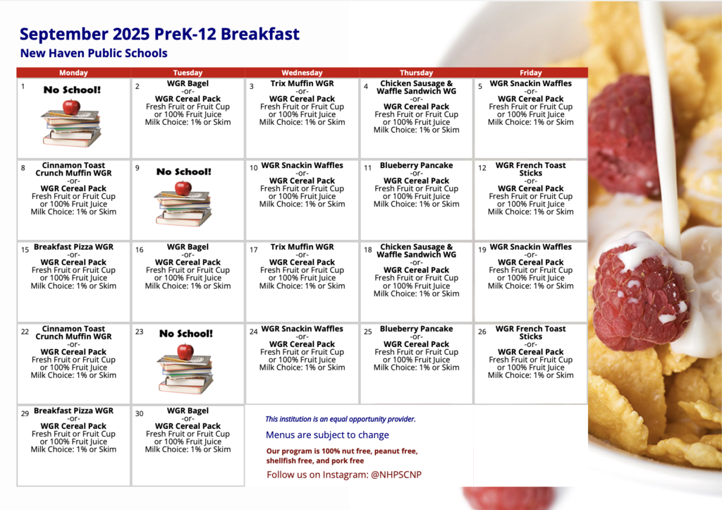 September Breakfast Menu