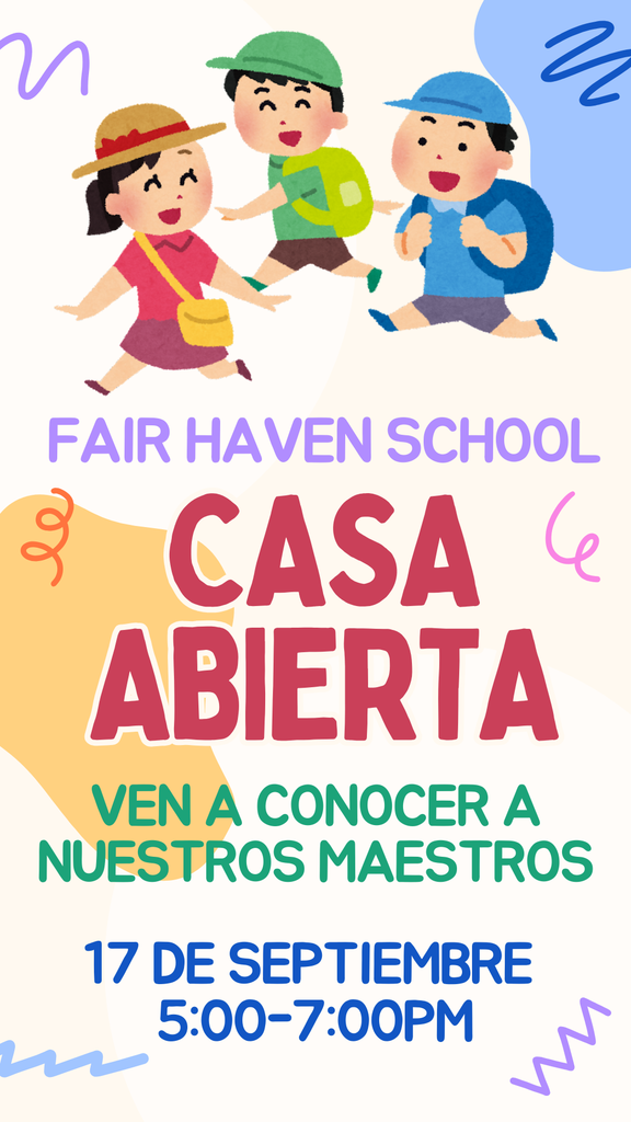 Flyer with children on it explaining open house this Wednesday from 5:00-7:00