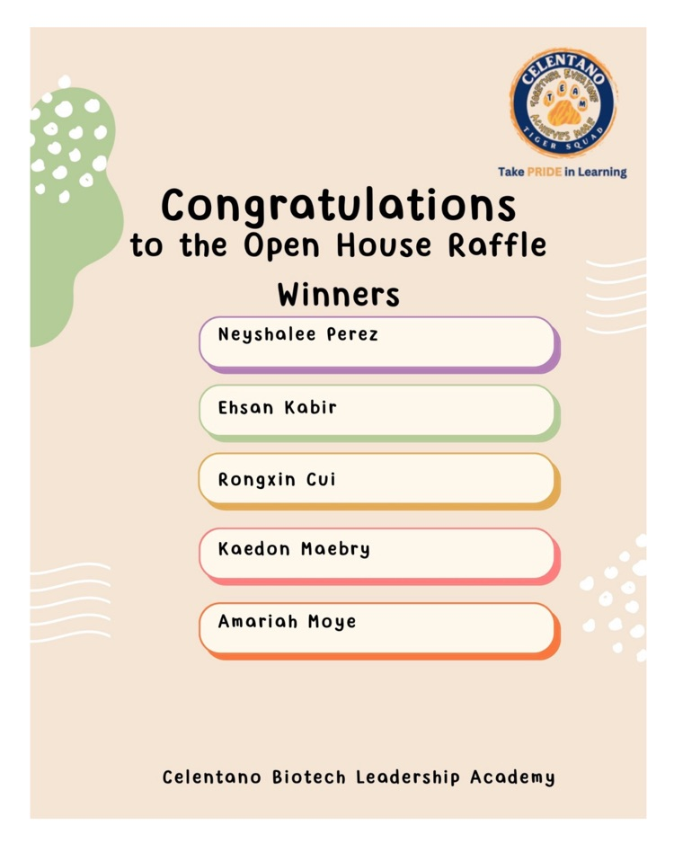 Open House Raffle Winners