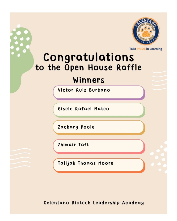 Open House Raffle Winners!