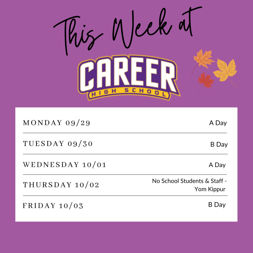 Schedule Week of 9/29
