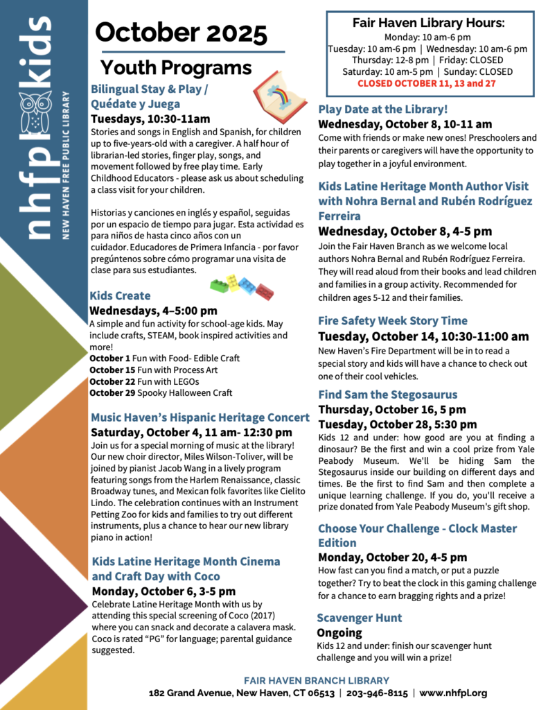 Fair Haven Library Youth Programs / Programas para jóvenes de la biblioteca de Fair Haven