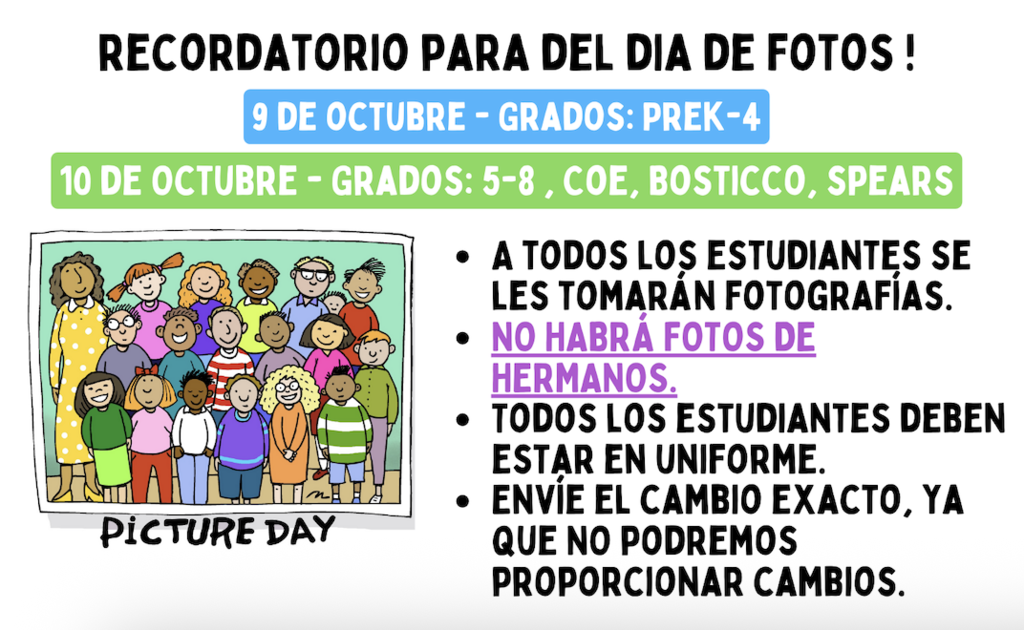 Reminder about Picture Day next week on Thursday and Friday 