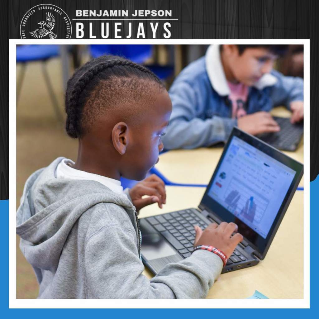 Student learning computer skills