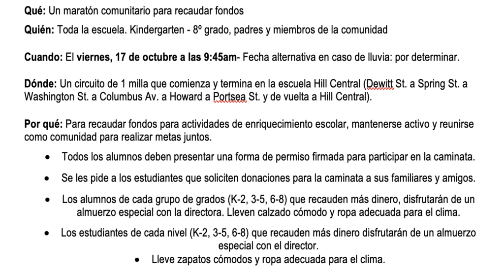 Walk-A-Thon Flyer Spanish