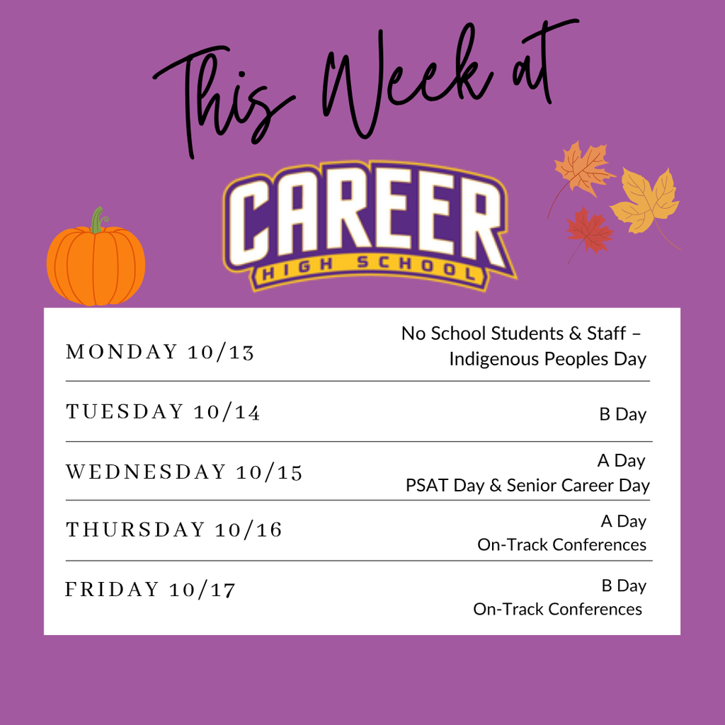 Schedule Week of 10/13/25