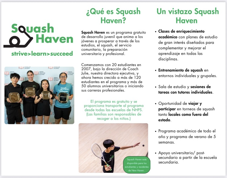 Squash Haven Flyer- Spanish