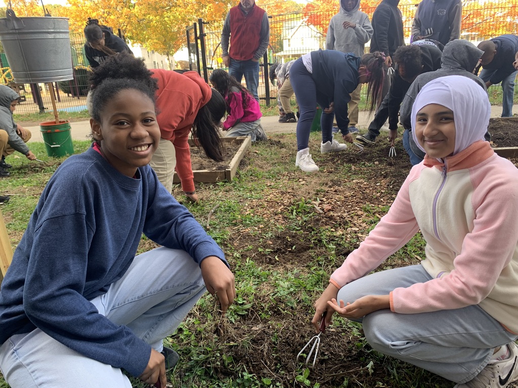 digging and smiling