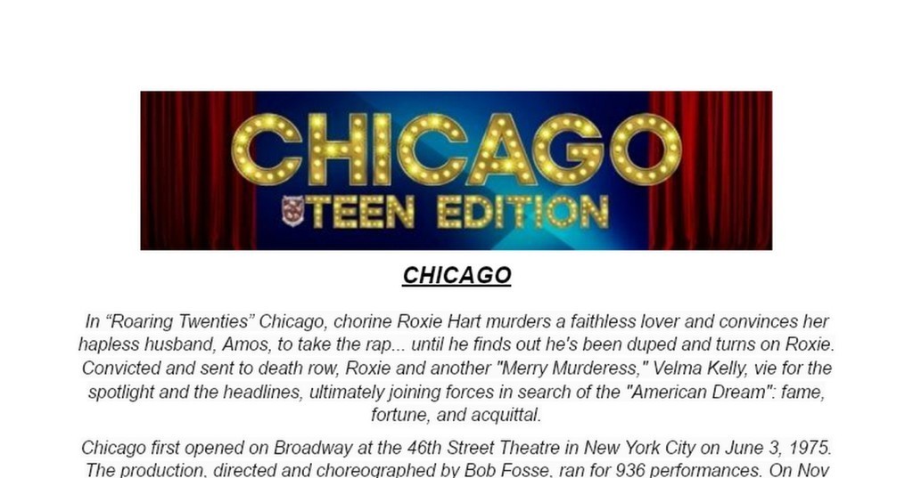 CHICAGO, Teen Edition!
