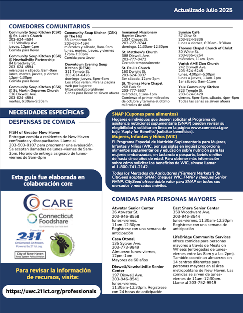 Food Assistance Resource Guide Page 2 - Spanish 