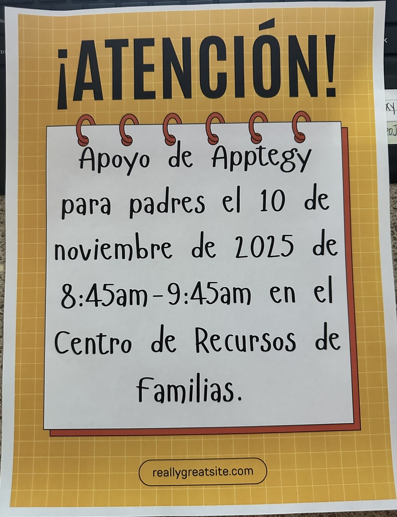 Apptegy support for parents, November 10, 2025 from 8:45-9:45am in the Family Resource Center.